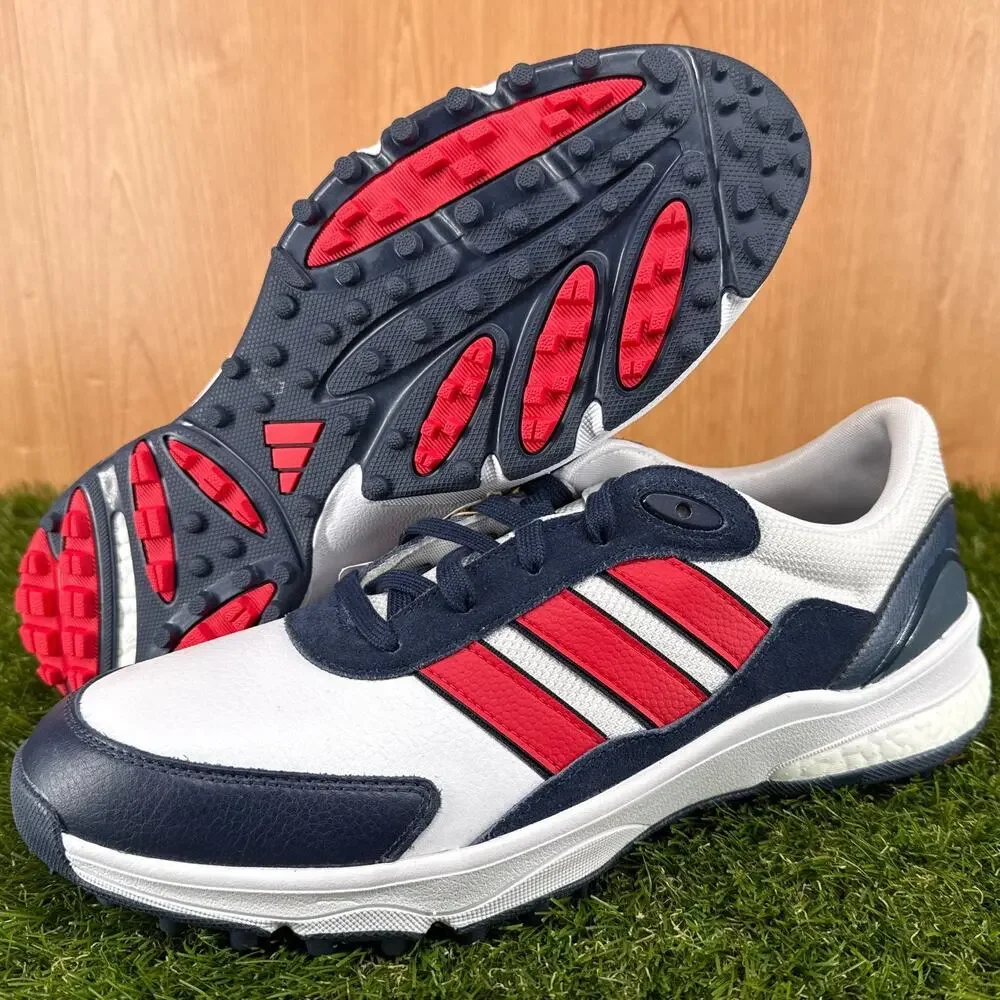 adidas SW5540 Spikeless Golf White Pure Ruby Navy Golf Shoes JH6269 Mens Sz 11.5
